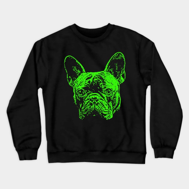 Green French Bulldog Crewneck Sweatshirt by childofthecorn